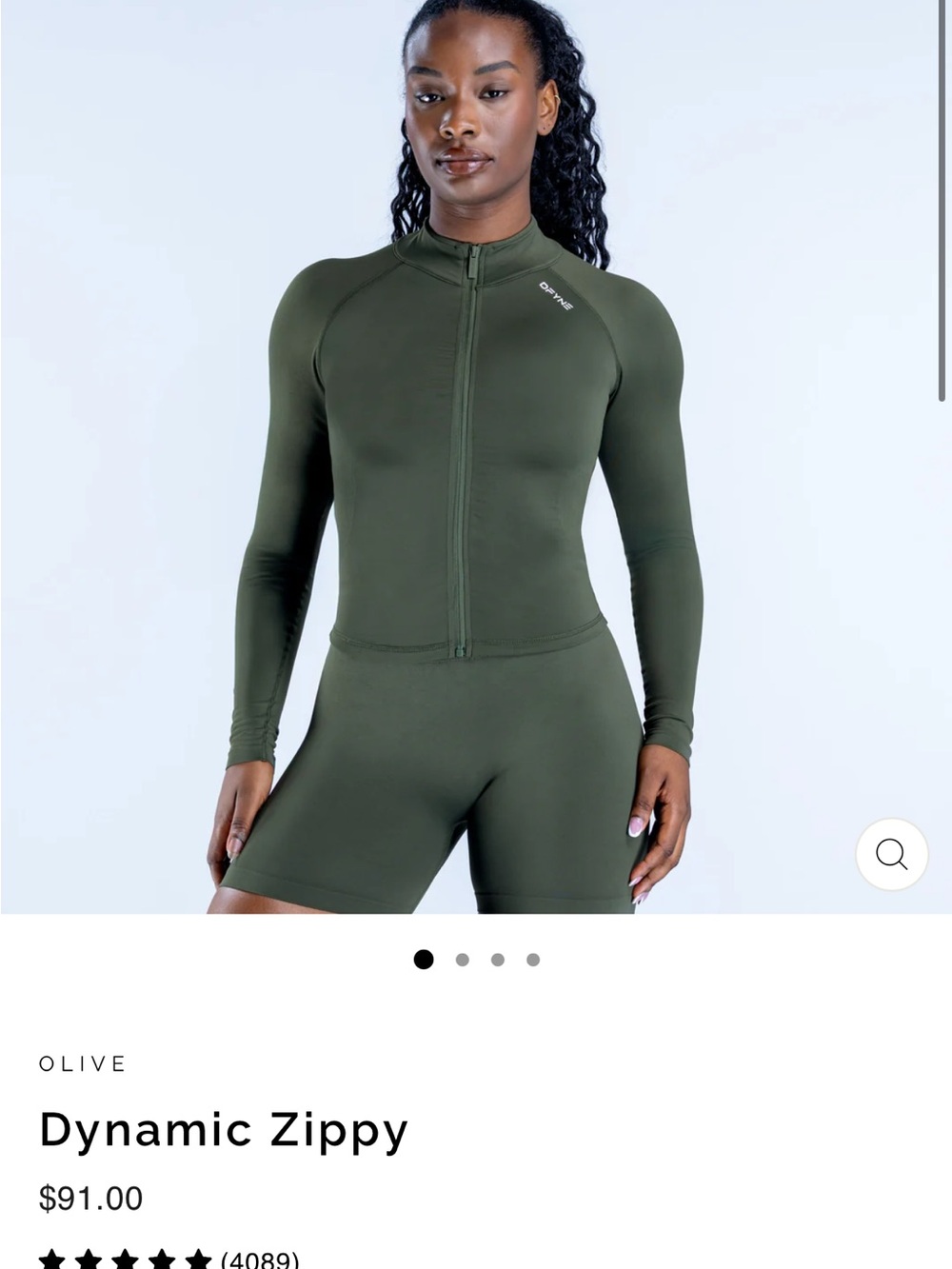 Dynamic Zippy Long-Sleeve Zip-Up Top — Olive